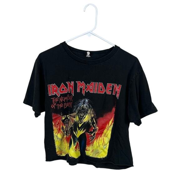 Iron Maiden Black Cropped Tee size M - Picture 1 of 8